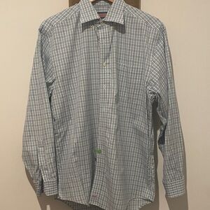 Vineyard Vines Green and White Checkered Men's Shirt